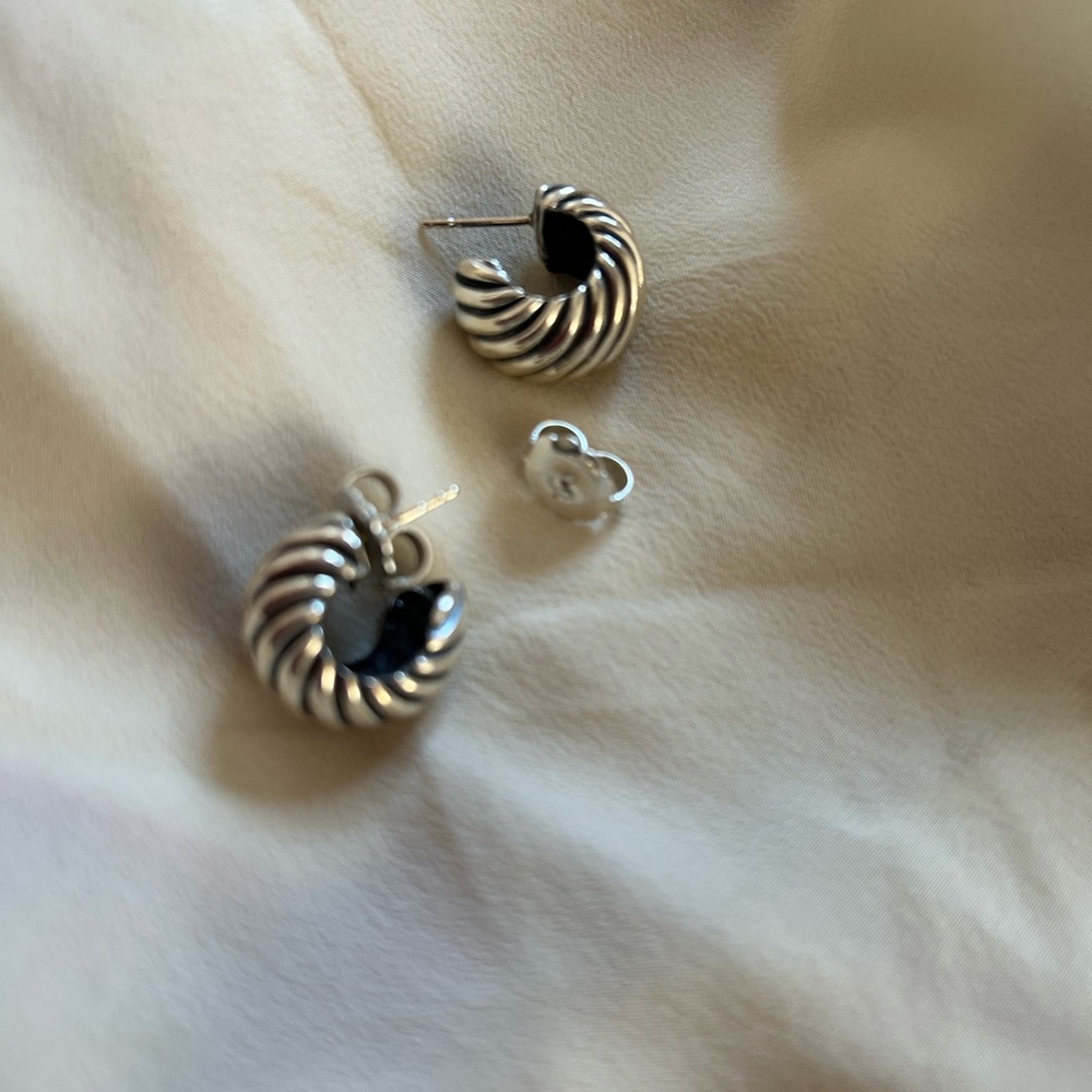 Vintage David Yurman Twisted Shrimp 925 Silver Earrings